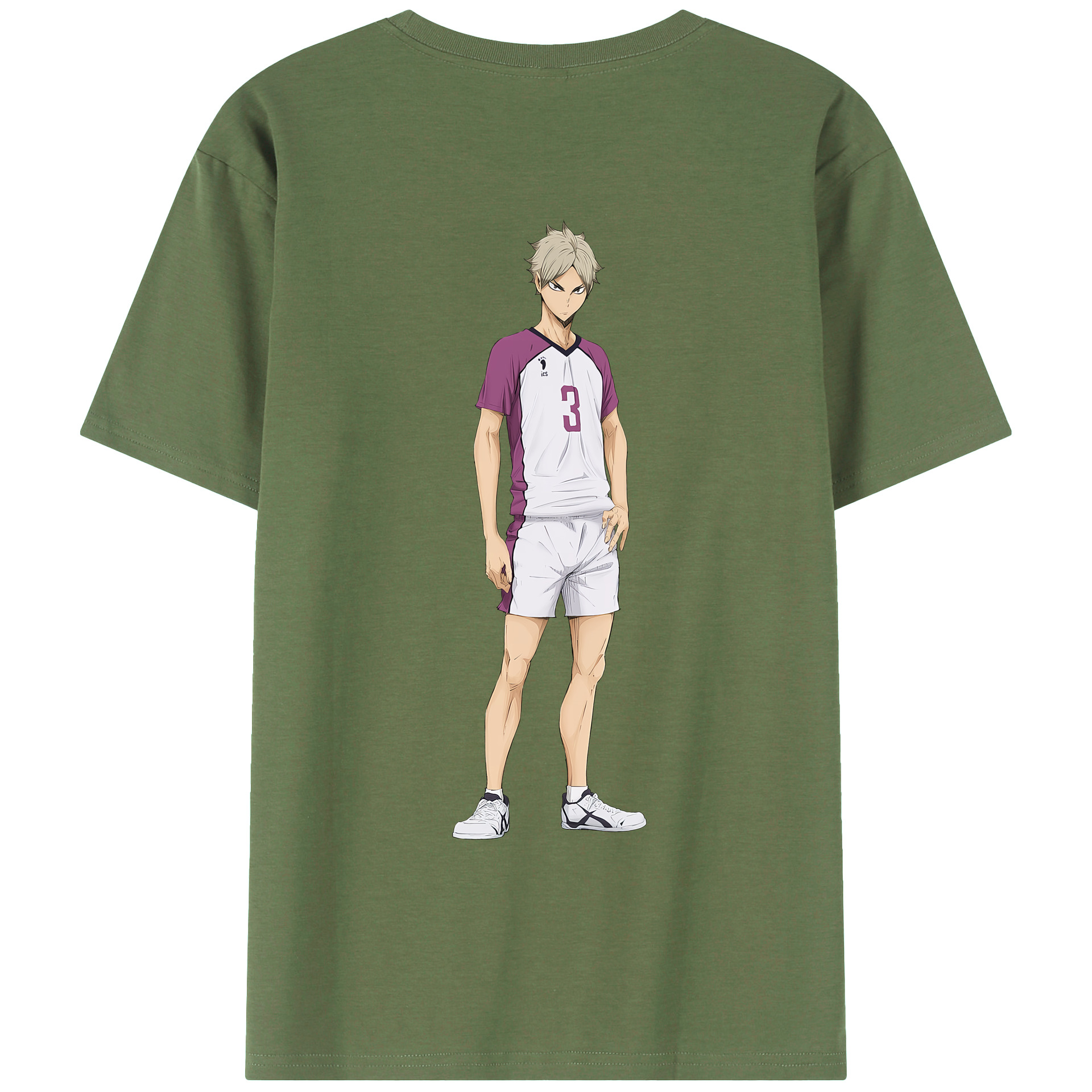 （画像用） ハイキュー!! Haikyu!! 綿100％ メンズ半袖Tシャツ（バックプリント） 通気性